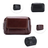 Large Capacity Leather Waist Bag Brown Multi-layer Phone Bag