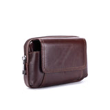 Large Capacity Leather Waist Bag Brown Multi-layer Phone Bag