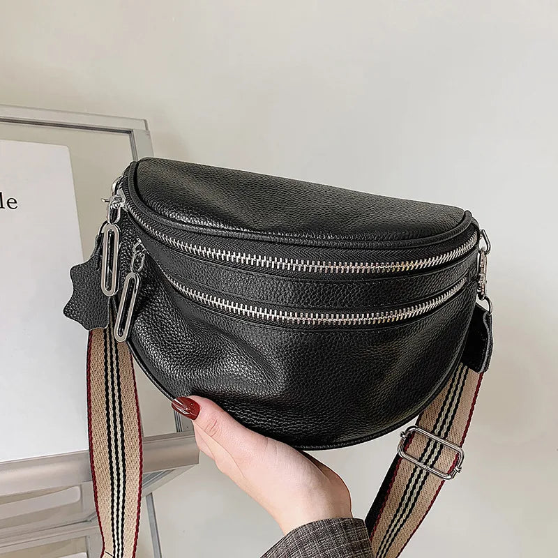 Leather Waist Packs Handbags Cowhide Multi-Purpose Chest Bag