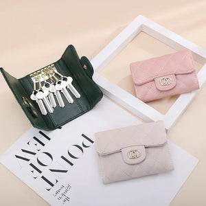 Real Cowhide Leather Wallet Key Holder Mini Purse for Women