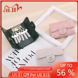 Real Cowhide Leather Wallet Key Holder Organizer Mini Purse for Women