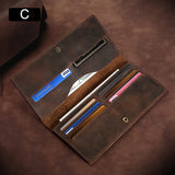 Men's Crazy Horse Coffee Leather Wallet Short/Long Purse