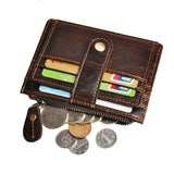 Oil Wax Leather Men's Wallet Multi-card Button Mini Small Card Coin Bag