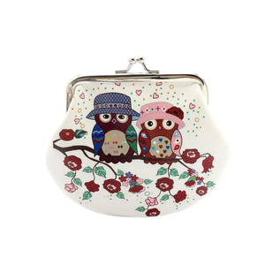 Vintage Owl Clutch Wallet with Money Clip, Small Women Retro Bag