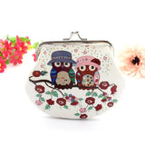 Vintage Owl Clutch Wallet with Money Clip, Small Women Retro Bag
