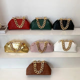 Leather Weave Handbag With Chain Handle Dumpling Bag Crossbody Bag