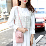 Leather Women Mini Cross-body Phone Bag Woven Pearl Tassel Cover