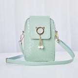 Leather Women Mini Cross-body Phone Bag Woven Pearl Tassel Cover