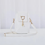Leather Women Mini Cross-body Phone Bag Woven Pearl Tassel Cover