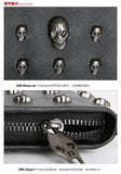 Skull Rivet Wristlet Wallet Long Zip Handbag for Women