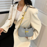 Leather Chain Shoulder Bag Handbag Half Moon Ladies Totes Cross Body