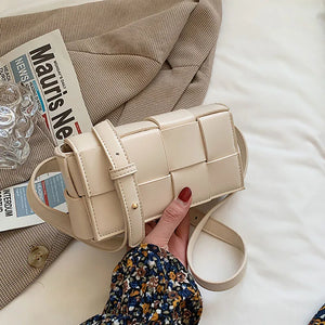 Leather Woven Small Waist Bags For Women Bag Weave Cassette Waist Belt Bag