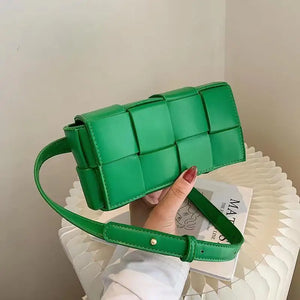 Leather Woven Small Waist Bags For Women Bag Weave Cassette Waist Belt Bag