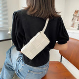 Leather Woven Small Waist Bags For Women Bag Weave Cassette Waist Belt Bag