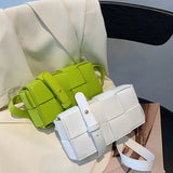 Leather Woven Small Waist Bags For Women Bag Weave Cassette Waist Belt Bag