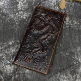 Dragon Embossed Leather Long Wallet with Photo Slots