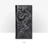 Dragon Embossed Leather Long Wallet with Photo Slots