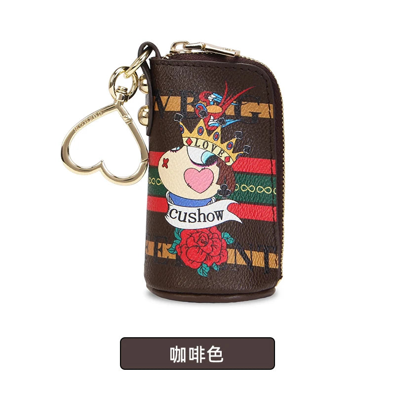 Leather Key Case Small Zipper Key Ring