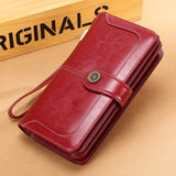 RFID Leather Lady's Purse Long Hand Bag Cow Leather Lady's Wallet