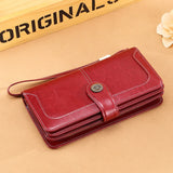 RFID Leather Lady's Purse Long Hand Bag Cow Leather Lady's Wallet