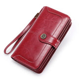 RFID Leather Lady's Purse Long Hand Bag Cow Leather Lady's Wallet