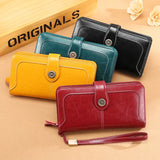 RFID Leather Lady's Purse Long Hand Bag Cow Leather Lady's Wallet