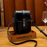 Women's Leather Phone Shoulder Bag Contrast Messenger Bag