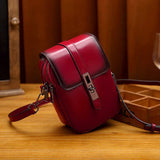 Women's Leather Phone Shoulder Bag Contrast Messenger Bag