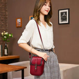 Women's Leather Phone Shoulder Bag Contrast Messenger Bag