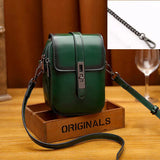 Women's Leather Phone Shoulder Bag Contrast Messenger Bag