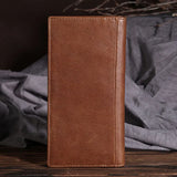 Cowhide Money Clip Oil Wax Leather Long Wallet