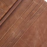Cowhide Money Clip Oil Wax Leather Long Wallet