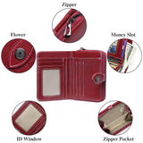 Women's Zipper Leather Wallet, Short Two Fold Wallet