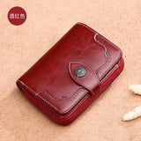 Women's Zipper Leather Wallet, Short Two Fold Wallet