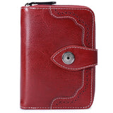 Women's Zipper Leather Wallet, Short Two Fold Wallet