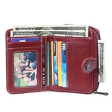 Women's Zipper Leather Wallet, Short Two Fold Wallet