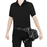 Retro Chain Motorcycle Bag Men's Waist Fanny Pack Chest Bum Bag Purse