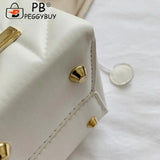 Leisure Geometric Embossed Messenger Bag Women PU Square Box Shape Drawstring