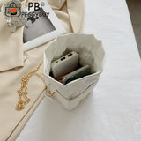 Leisure Geometric Embossed Messenger Bag Women PU Square Box Shape Drawstring