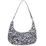 Leisure Half Moon Female Shoulder Bags All-Match Animal Pattern Printing Nylon U
