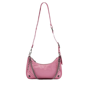 Leisure Hobo Chain Crossbody Bag Rivet Soft PU Leather Purses and Handbags