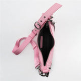 Leisure Hobo Chain Crossbody Bag Rivet Soft PU Leather Purses and Handbags