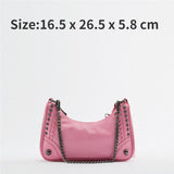 Leisure Hobo Chain Crossbody Bag Rivet Soft PU Leather Purses and Handbags