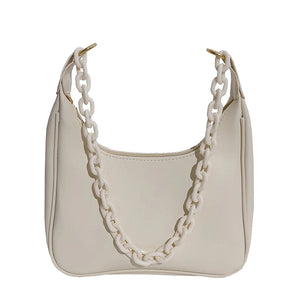 Leisure Women PU Leather Armpit Bag Chain Shoulder Small Crescent Shape