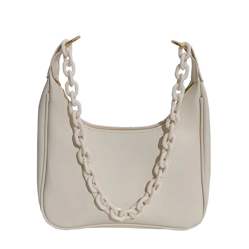 Leisure Women PU Leather Shoulder Bags Chain Armpit Bags