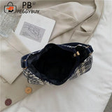 Women Plaid Messenger Bag Single Strap Canvas Shoulder Hobo Shopping Bag