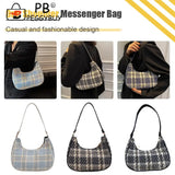 Women Plaid Messenger Bag Single Strap Canvas Shoulder Hobo Shopping Bag