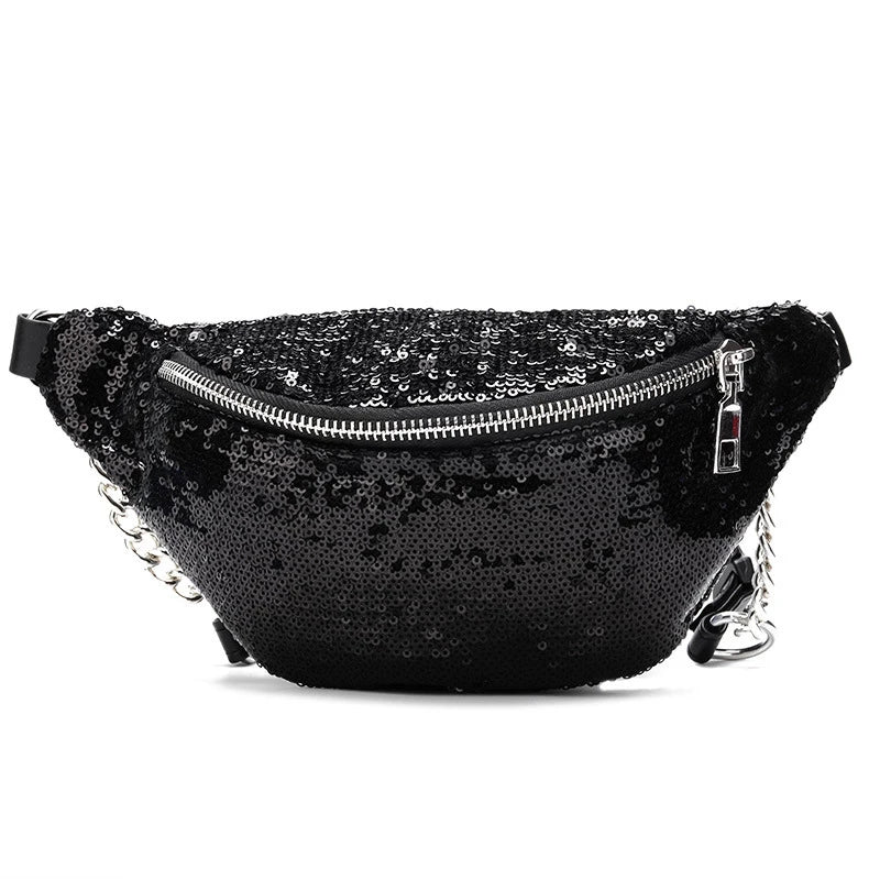 Women Sequin Fanny Pack Waist Bag Glitter Bum Belt Bags Waist Packs