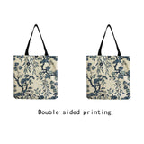 Floral Ceramic Chinoiserie Tote Bag High Capacity Shopping Bag