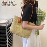 Women Straw Shoulder Bag Beach Rattan Handbag
